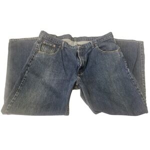 Dickies Jeans Mens 42x32 Blue Good Loose Straight Leg Dark Wash Denim DD310RNBT